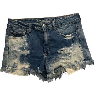 American Eagle Outfitters Blue Distressed Frayed Denim Shorts
